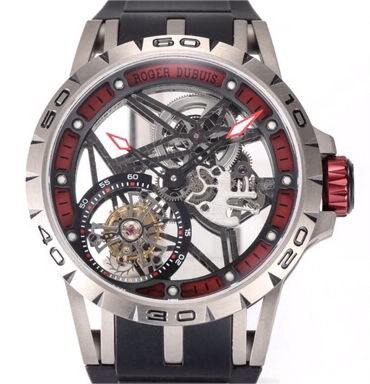 JB Factory Replica Roger Dubuis Excalibur RDDBEX0622 Tourbillon Red Skeleton Dial