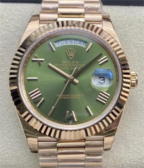 EW Factory Replica Rolex Day Date M228235-0025 Olive Green Dial Series