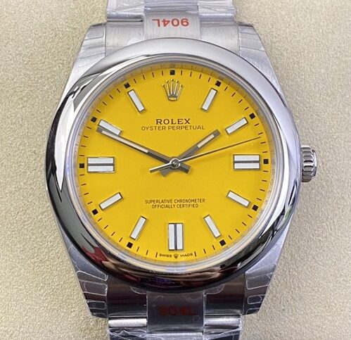 EW Factory Replica Rolex Oyster Perpetual M124300-0004 Yellow Dial