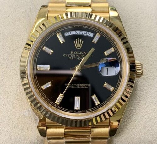 EW Factory Replica Rolex Day Date M228238-0004 Black Dial