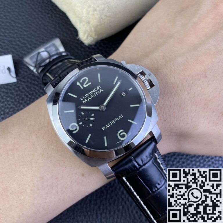 VS Factory Panerai Luminor Replica Watches PAM312 Black Leather Strap