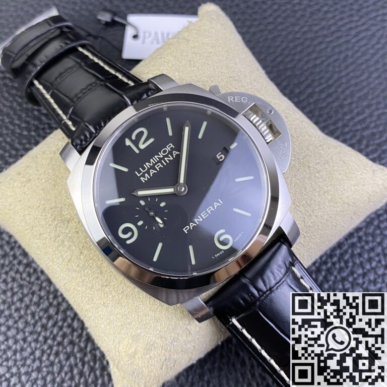 VS Factory Panerai Luminor Replica Watches PAM312 Black Leather Strap