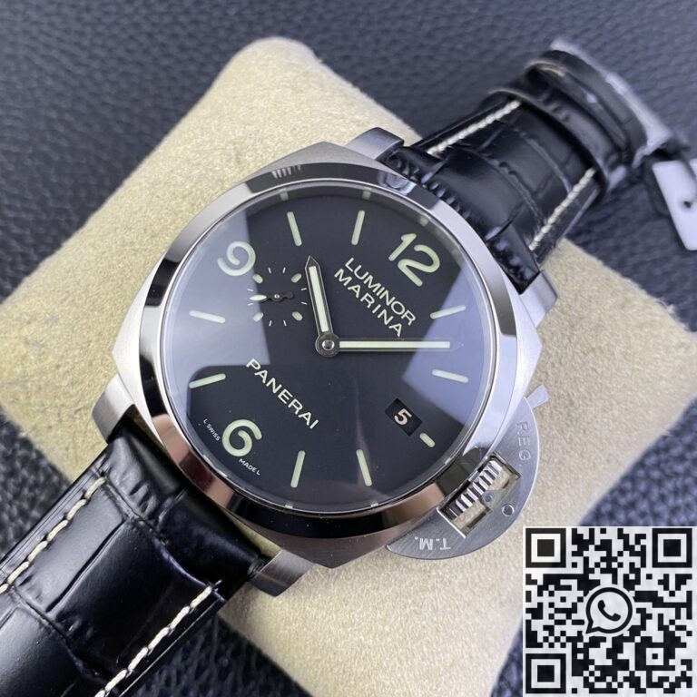 VS Factory Panerai Luminor Replica Watches PAM312 Black Leather Strap