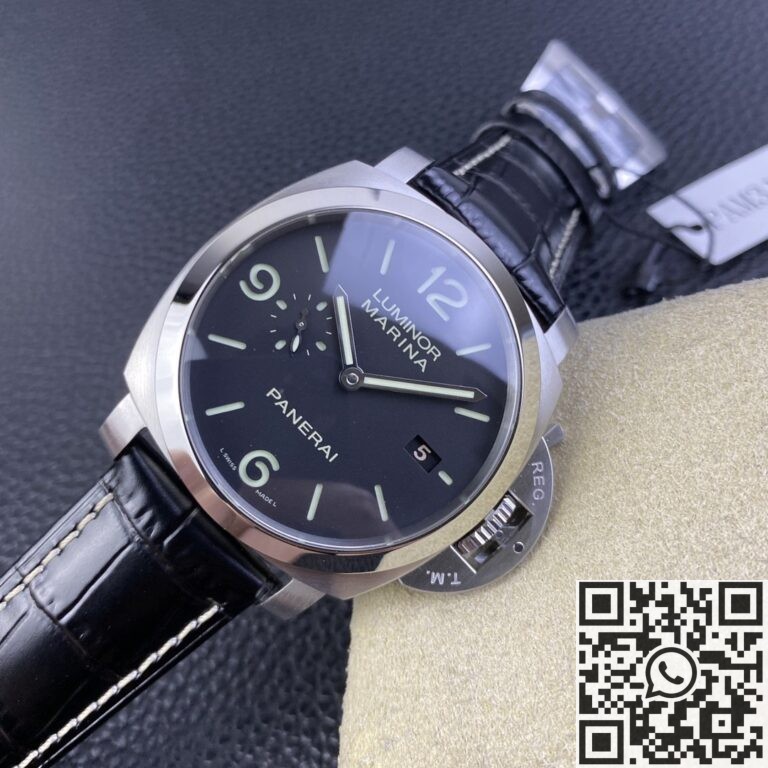 VS Factory Panerai Luminor Replica Watches PAM312 Black Leather Strap