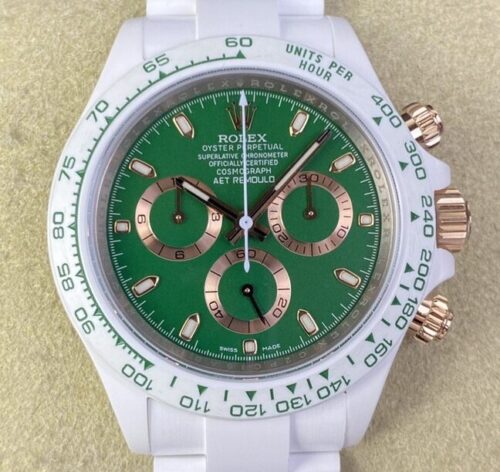 AET Custom Replica Rolex Daytona White Ceramics Green DialAET Custom Replica Rolex Daytona White Ceramics Green Dial