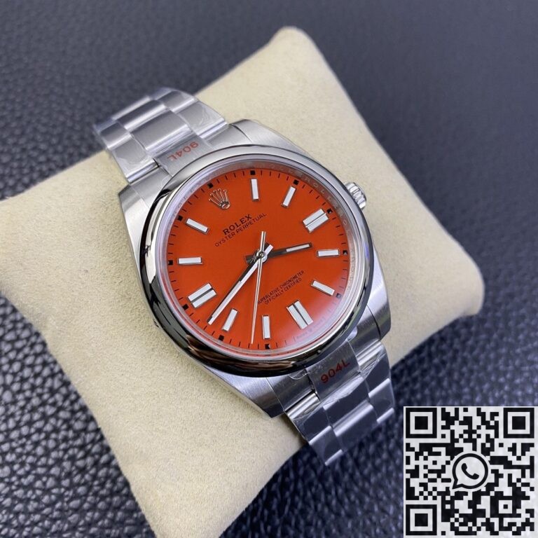 EW Factory Replica Rolex Oyster Perpetual M124300-0007 Coral Red Dial