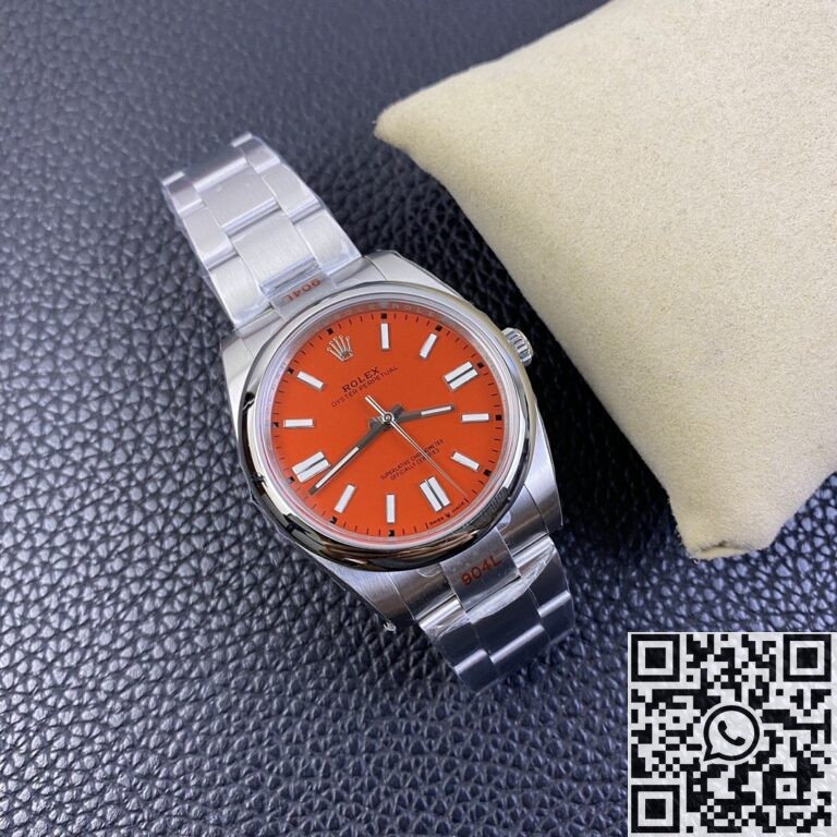 EW Factory Replica Rolex Oyster Perpetual M124300-0007 Coral Red Dial