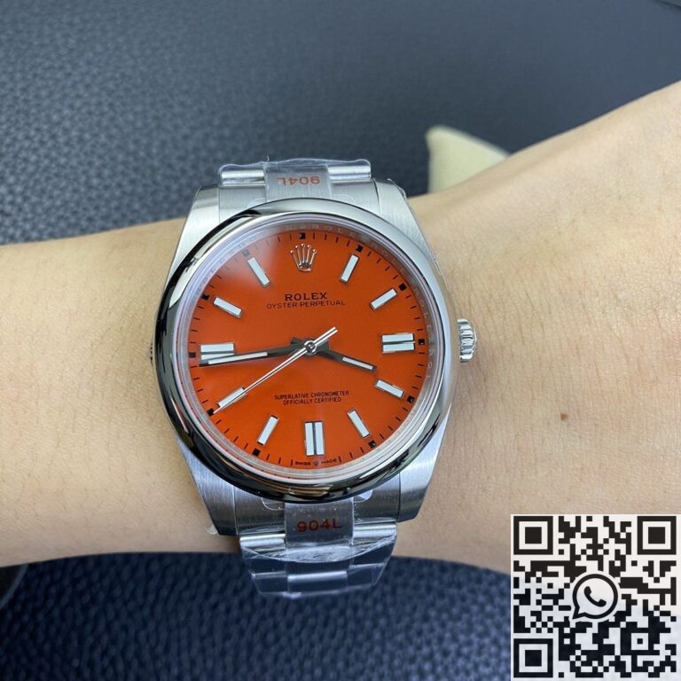 EW Factory Replica Rolex Oyster Perpetual M124300-0007 Coral Red Dial