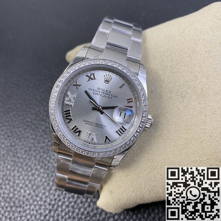 EW Factory Fake Rolex Datejust M126284RBR-0022 Silver Dial