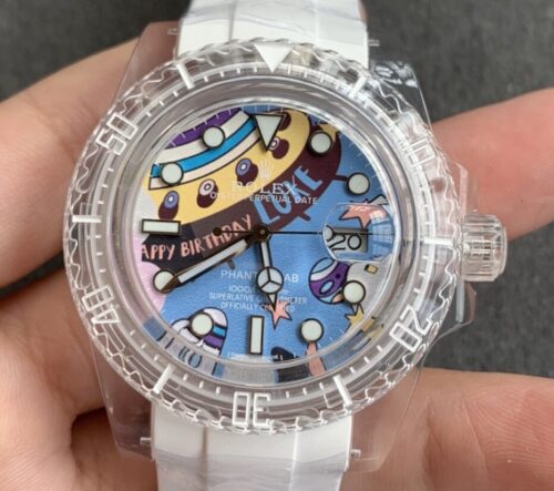 CH Custom Acrylic Clear Rolex Submariner Personalized Graffiti Dial Watch