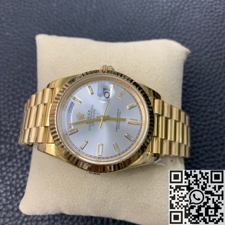 EW Factory Fake Rolex Day Date M228235 Silver Gray Dial Gold Watch