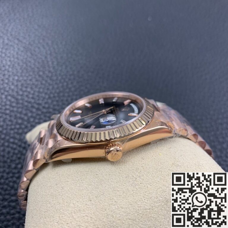 EW Factory Fake Rolex Day Date M228235 Black Dial Rose Gold Watch