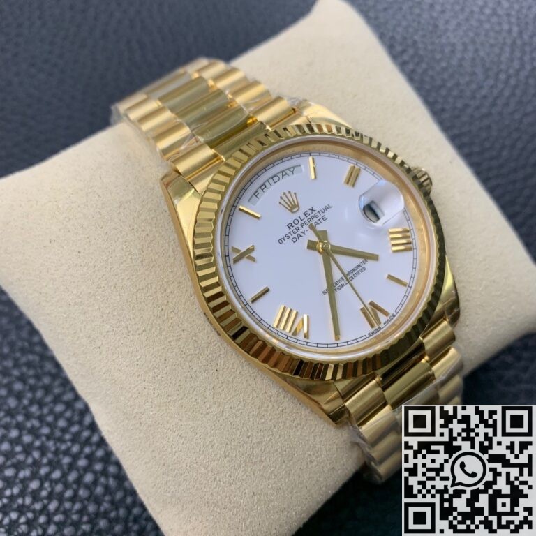 EW Factory Fake Rolex Day Date M228238-0042 White Dial Gold Watch