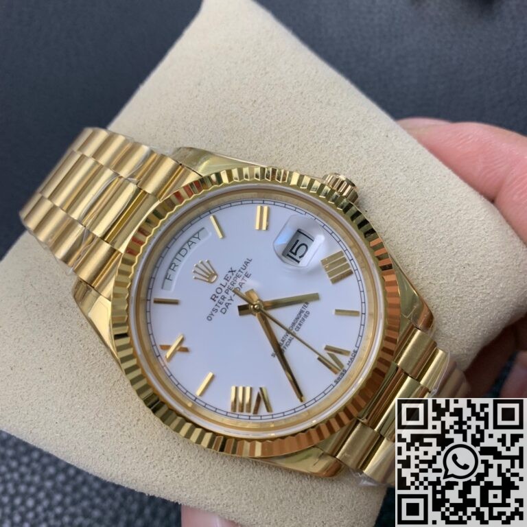 EW Factory Fake Rolex Day Date M228238-0042 White Dial Gold Watch