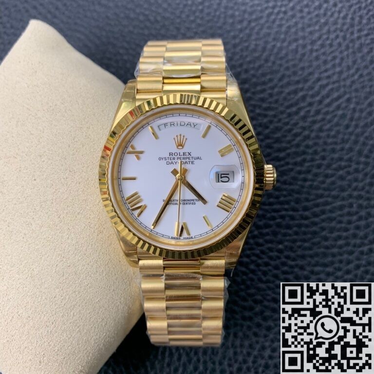 EW Factory Fake Rolex Day Date M228238-0042 White Dial Gold Watch