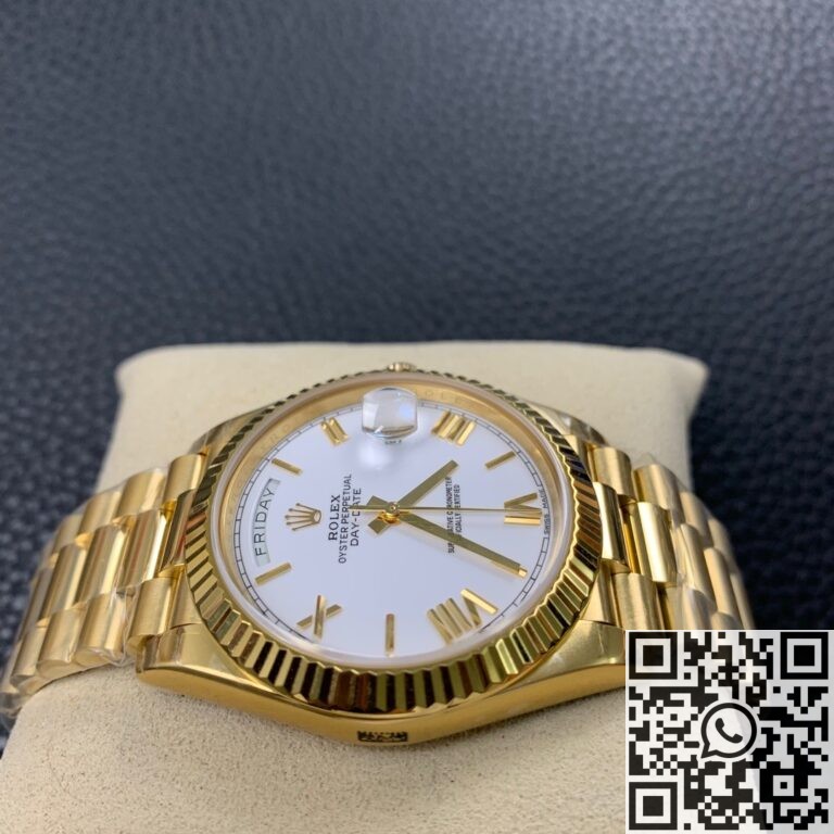 EW Factory Fake Rolex Day Date M228238-0042 White Dial Gold Watch