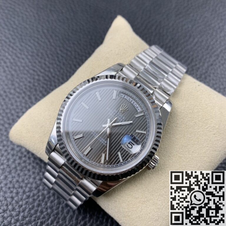 EW Factory Replica Rolex Day Date M228239-0002 Silver Ruled Dial