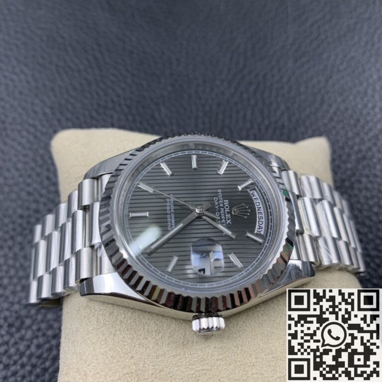 EW Factory Replica Rolex Day Date M228239-0002 Silver Ruled Dial