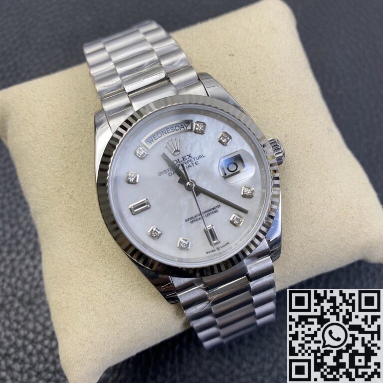 EW Factory Fake Rolex Day Date M128239-0007 White Mother-of-Pearl Dial