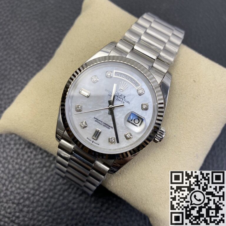 EW Factory Fake Rolex Day Date M128239-0007 White Mother-of-Pearl Dial