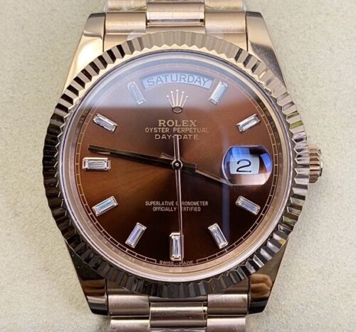 Replica Iced Out Rolex - Day Date Rose Gold Diamond BP Factory