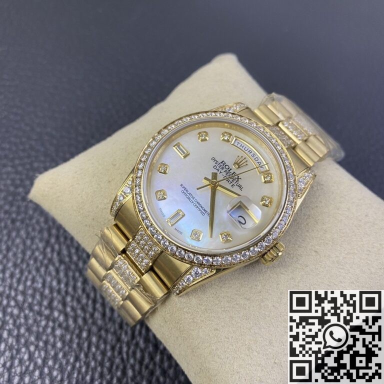 Iced Out Rolex Replica Day Date M128348RBR Gold Diamond