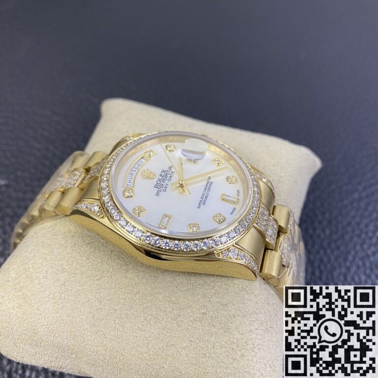 Iced Out Rolex Replica Day Date M128348RBR Gold Diamond