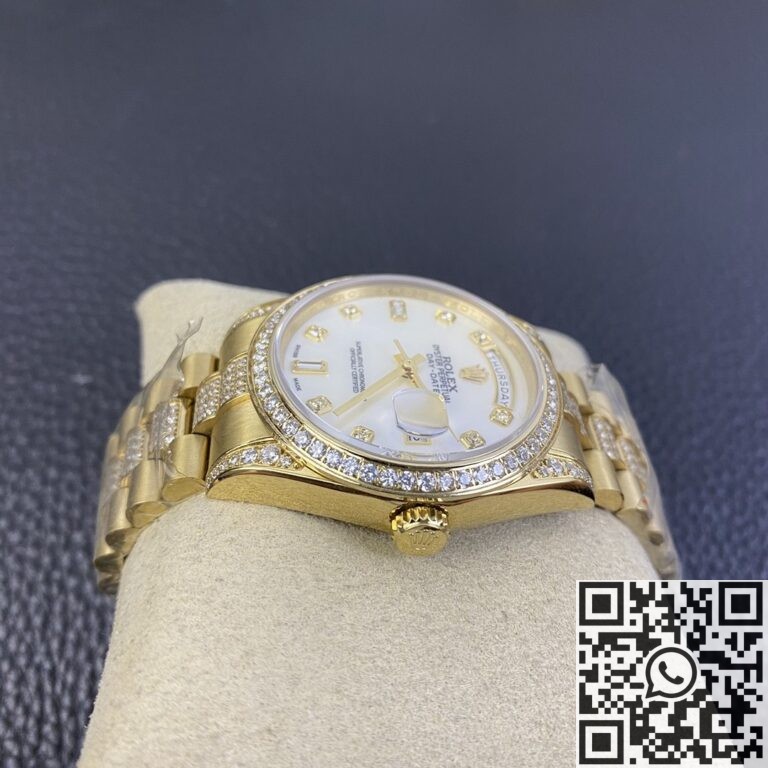 Iced Out Rolex Replica Day Date M128348RBR Gold Diamond