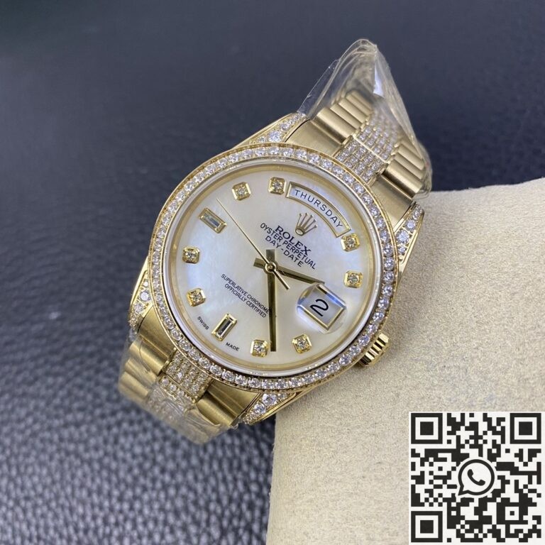 Iced Out Rolex Replica Day Date M128348RBR Gold Diamond