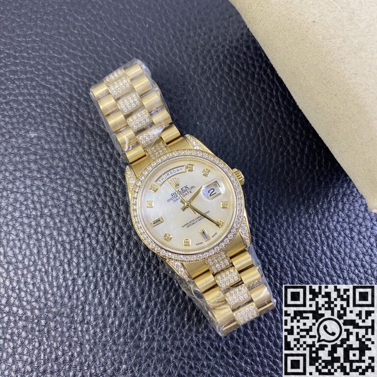 Iced Out Rolex Replica Day Date M128348RBR Gold Diamond