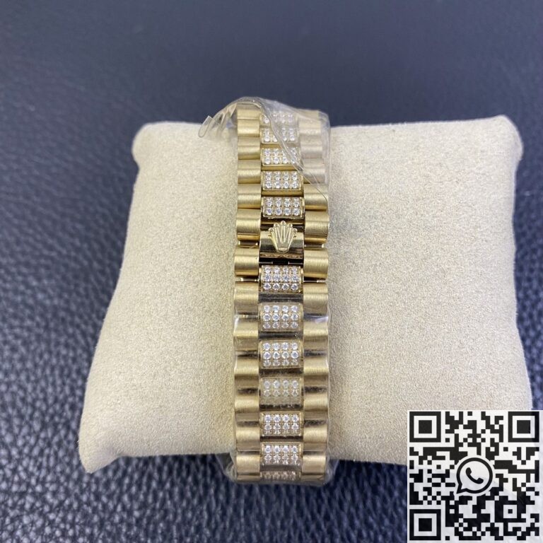 Iced Out Rolex Replica Day Date M128348RBR Gold Diamond