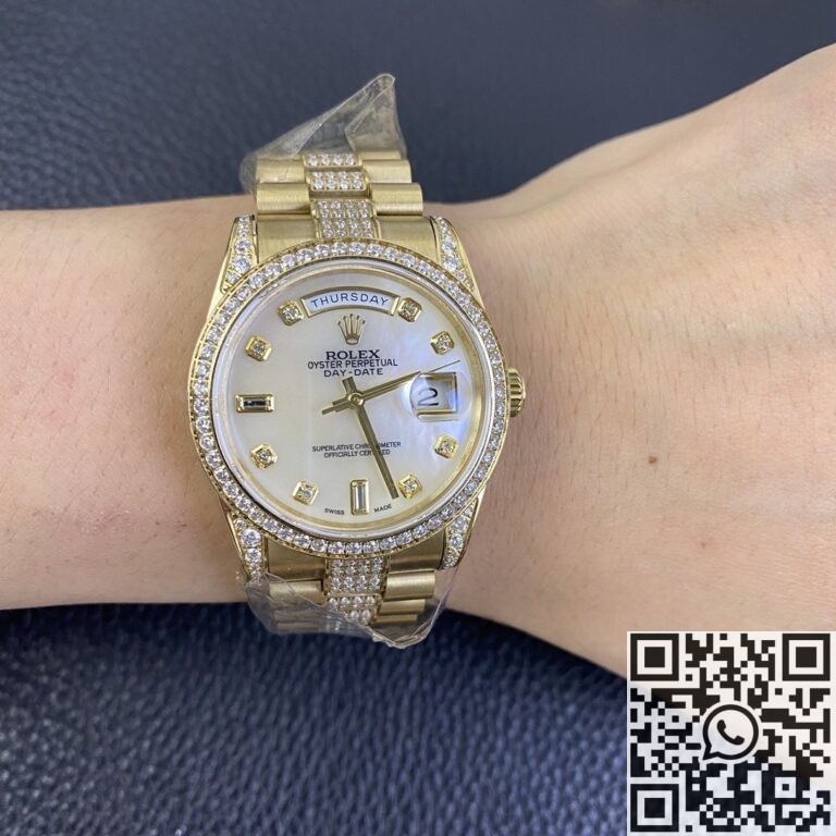 Iced Out Rolex Replica Day Date M128348RBR Gold Diamond