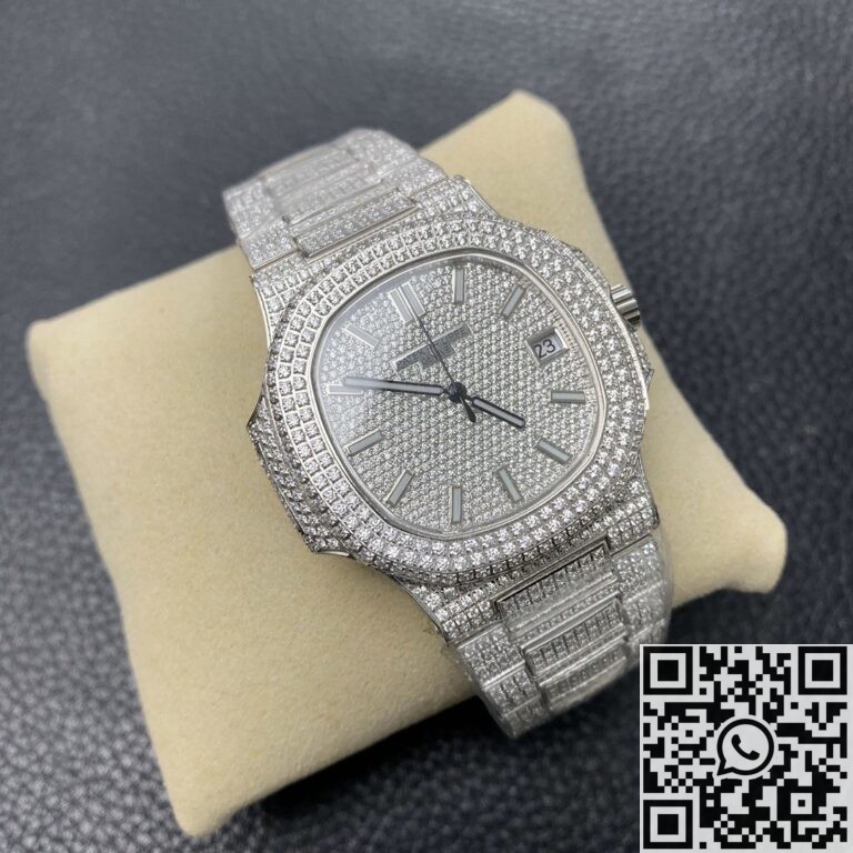 R8 Factory Fake Patek Philippe Nautilus 5711 Full Diamond Watch