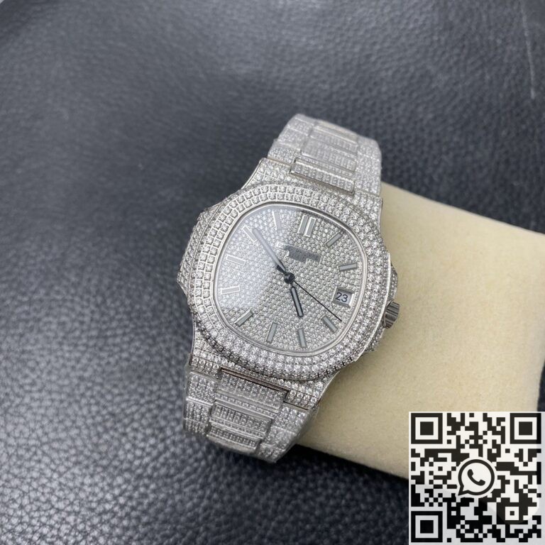 R8 Factory Fake Patek Philippe Nautilus 5711 Full Diamond Watch