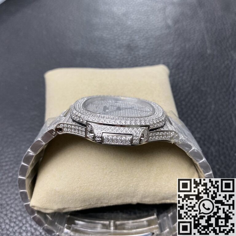 R8 Factory Fake Patek Philippe Nautilus 5711 Full Diamond Watch