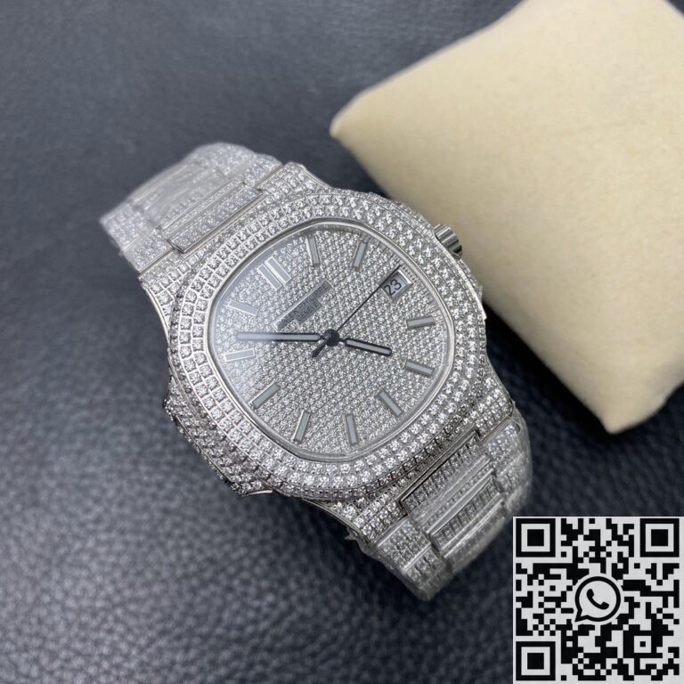 R8 Factory Fake Patek Philippe Nautilus 5711 Full Diamond Watch