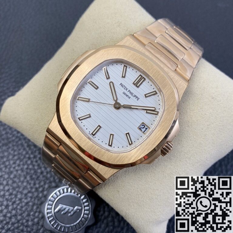 PPF Factory Fake Patek Philippe Nautilus 5711R White Dial Rose Gold Watches