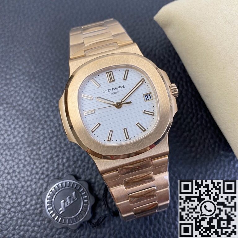 PPF Factory Fake Patek Philippe Nautilus 5711R White Dial Rose Gold Watches