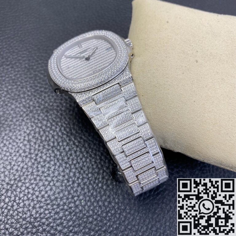 PPF Factory Fake Patek Philippe Nautilus 5719/1G-001 Full Diamond Watch