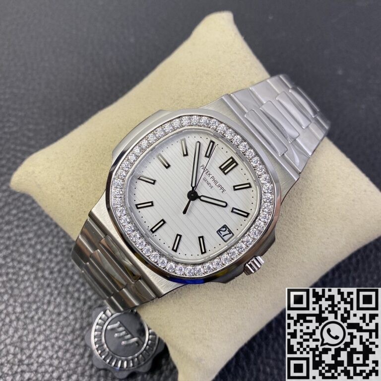 PPF Factory Replica Patek Philippe Nautilus 5711 White Dial Diamond Bezel Watches