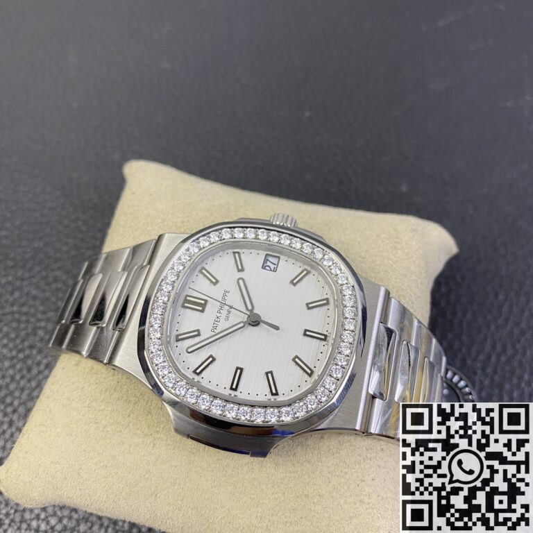 PPF Factory Replica Patek Philippe Nautilus 5711 White Dial Diamond Bezel Watches