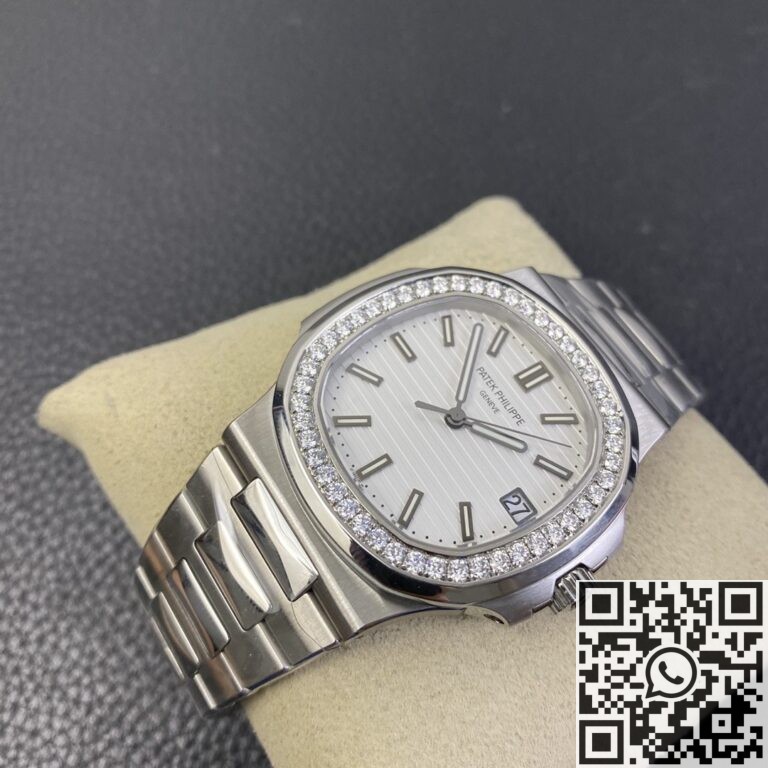 PPF Factory Replica Patek Philippe Nautilus 5711 White Dial Diamond Bezel Watches