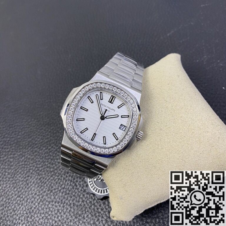 PPF Factory Replica Patek Philippe Nautilus 5711 White Dial Diamond Bezel Watches