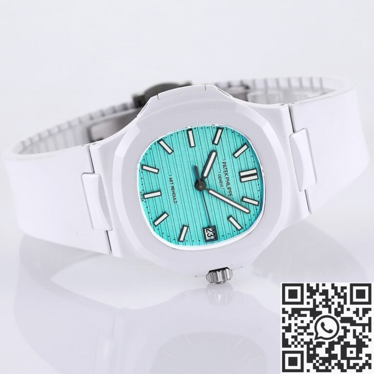 AET Custom Patek Philippe Nautilus Tiffany Blue Dial White Ceramic