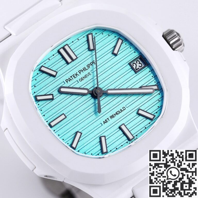 AET Custom Patek Philippe Nautilus Tiffany Blue Dial White Ceramic