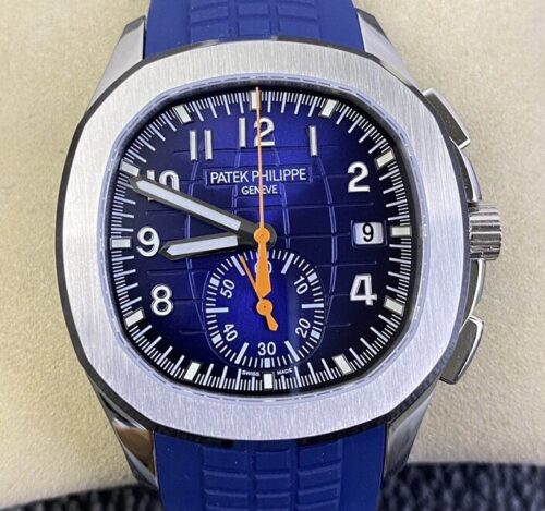 OM Factory Fake Patek Philippe Aquanaut 5968A Blue Dial Watch