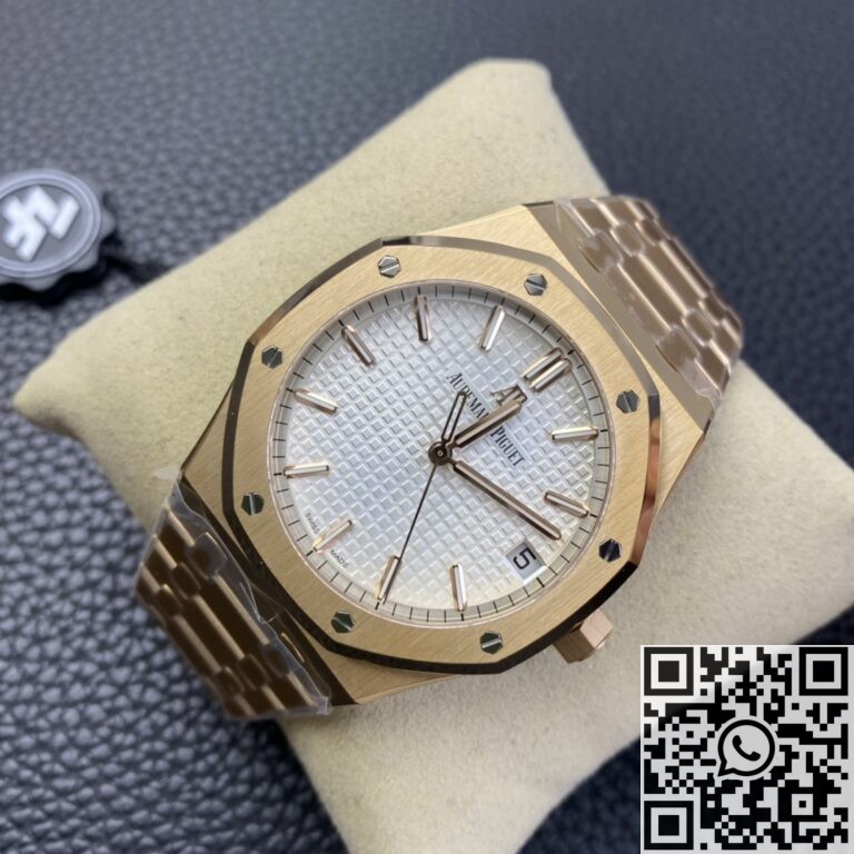 ZF Factory Replica Audemars Piguet Royal Oak 15500 Rose Gold White Dial Watch