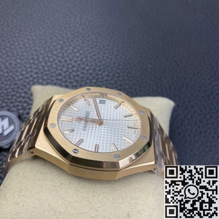 ZF Factory Replica Audemars Piguet Royal Oak 15500 Rose Gold White Dial Watch