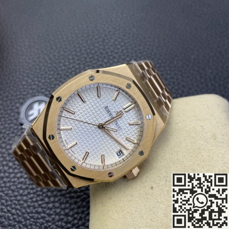 ZF Factory Replica Audemars Piguet Royal Oak 15500 Rose Gold White Dial Watch