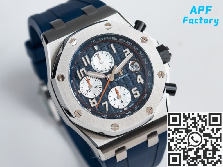 APF Factory Fake Audemars Piguet Royal Oak Offshore 26470ST.OO.A027CA.01 Blue Rubber Strap